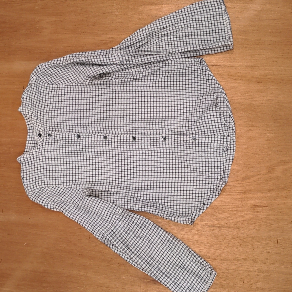 Madewell White and Black Windowpane Button-Down Shirt
